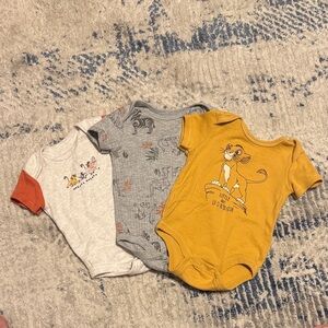 Disney Lion King Simba Bodysuit Trio - Mustard, Gray, Cream